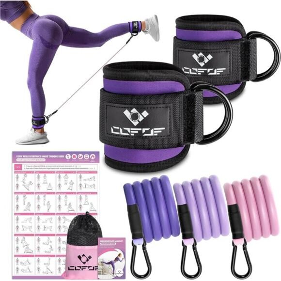 Ankle Resistance Bands With Cuffs for Working Out, Kickbacks, Hip, Leg - Picture 1 of 7